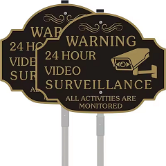 Surveillance Yard Signage w stake