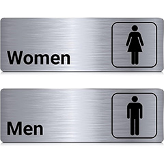 Brushed Aluminum Restroom Signs
