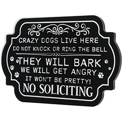 Funny Crazy Dogs Live Here Sign for House, Do Not Knock They Will Bark Sign for Home, No Soliciting Sign for Front Door and Wall Decor, Modern Design Acrylic Door Signage for with Strong Adhesive Tape