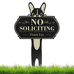 No Soliciting Sign for House - Funny Metal No Soliciting Outdoor Yard Signs for Door Yard Decoration Gifts for Dog Owner