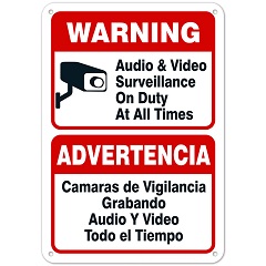 Bilingual 24 Hour Surveillance Sign