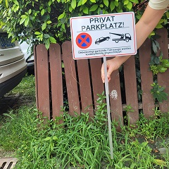 German Private Parking Lot Traffic Sign Aluminum Metal Courtyard Warning Sign with Stake